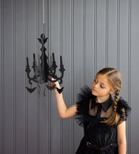 Load image into Gallery viewer, Mystical Black Glittered Hanging Chandelier