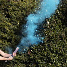 Load image into Gallery viewer, Blue Gender Reveal Smoke Cannon with Confetti