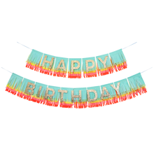 Load image into Gallery viewer, Rainbow Happy Birthday Fringe Garland
