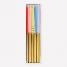 Load image into Gallery viewer, Gold Dipped Rainbow Mix Candles