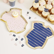 Load image into Gallery viewer, Gold Foiled Pink and Navy Gender Reveal Party Plates

