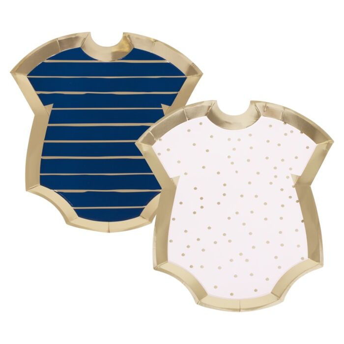 Gold Foiled Pink and Navy Gender Reveal Party Plates