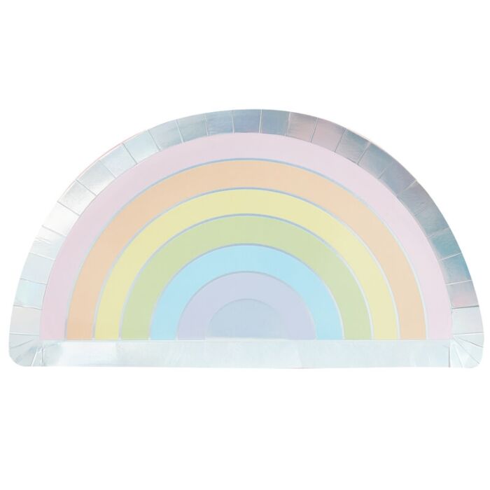 Pastel and Iridescent Paper Rainbow Plates